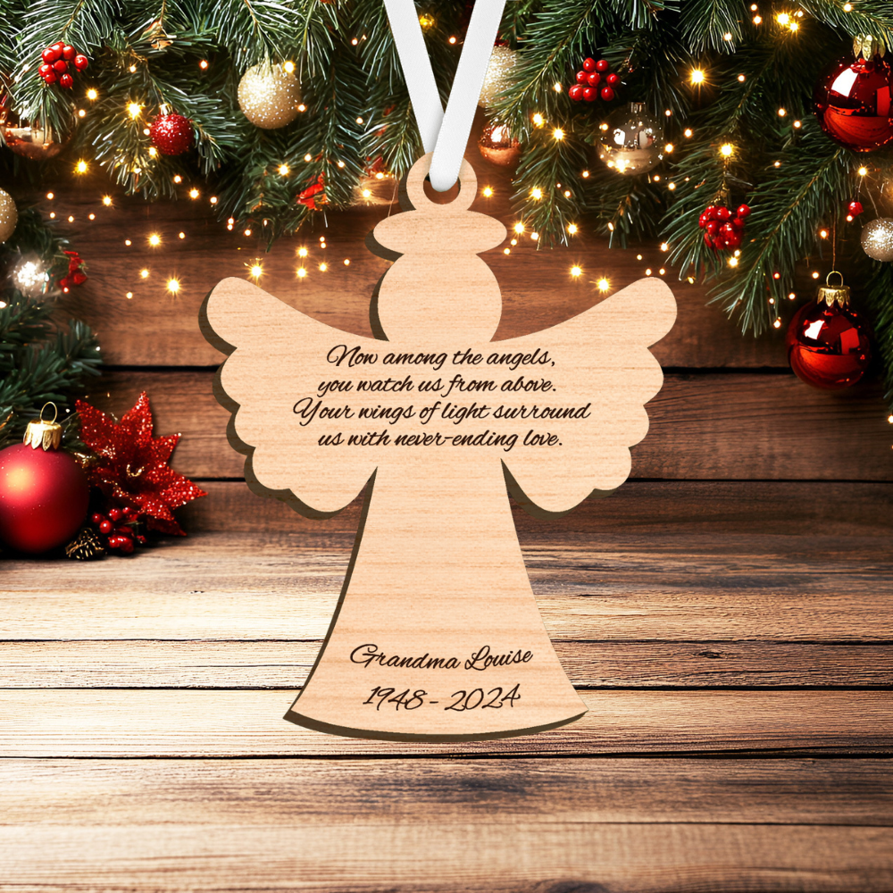 Laser Engraved Memorial Ornament - Classic Angel