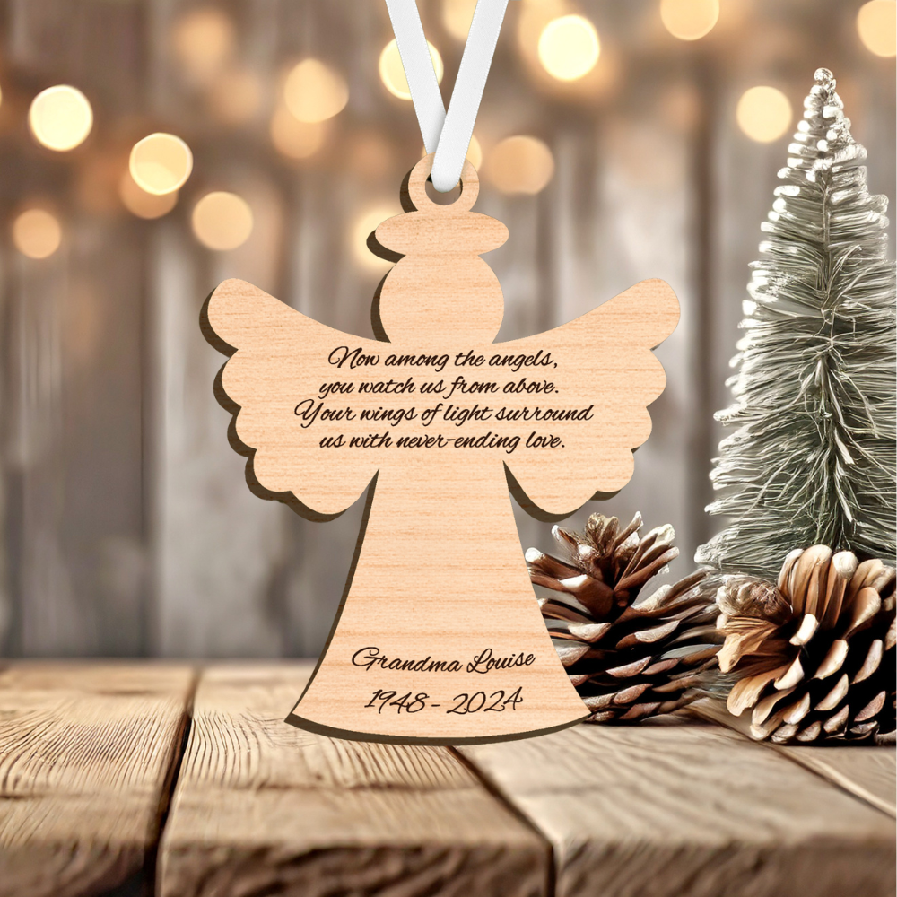 Laser Engraved Memorial Ornament - Classic Angel