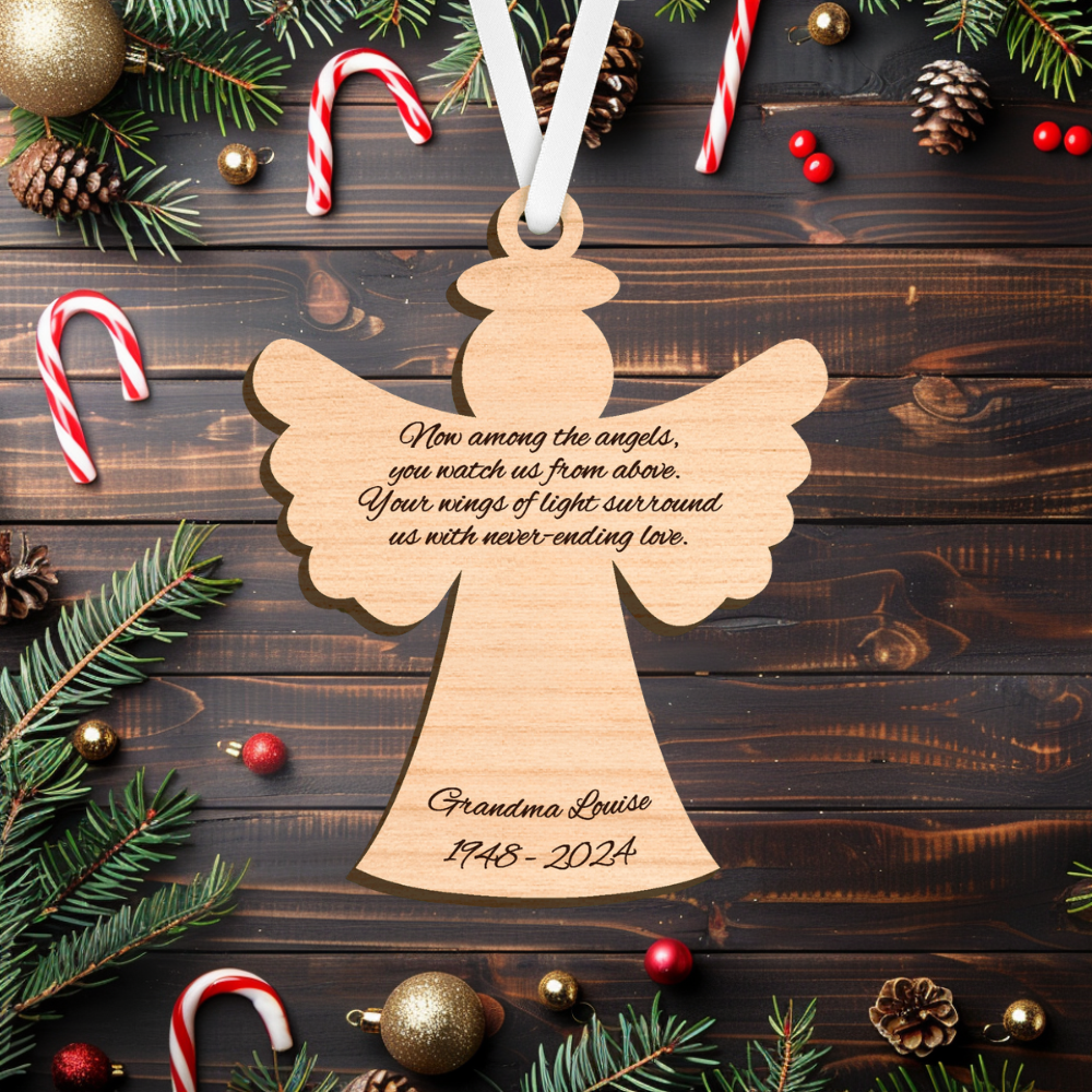 Laser Engraved Memorial Ornament - Classic Angel