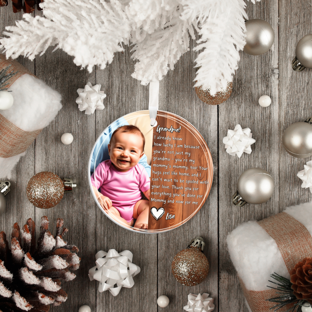 Custom Baby Photo Ornament for Grandma