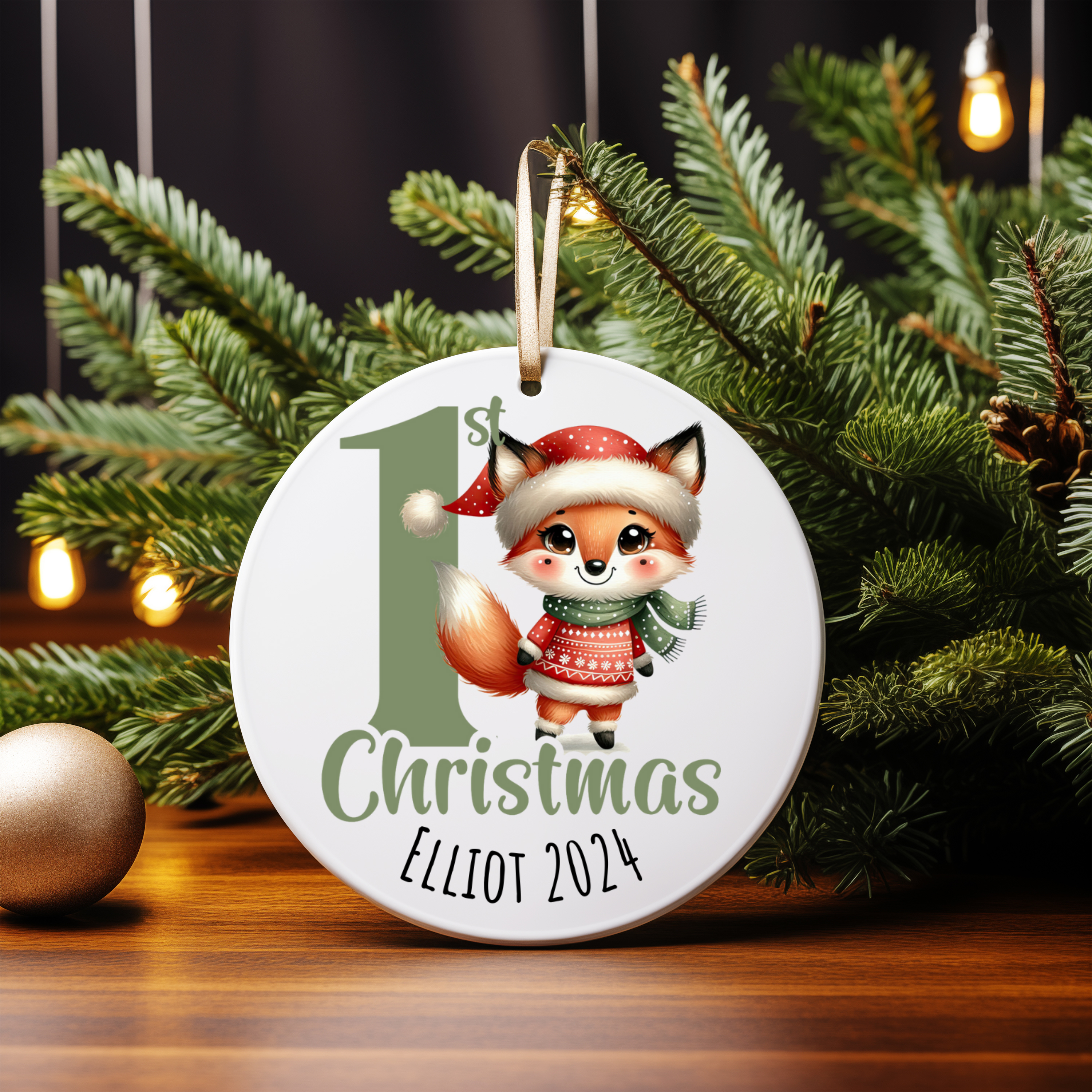 Personalized Baby’s First Christmas Fox Ornament