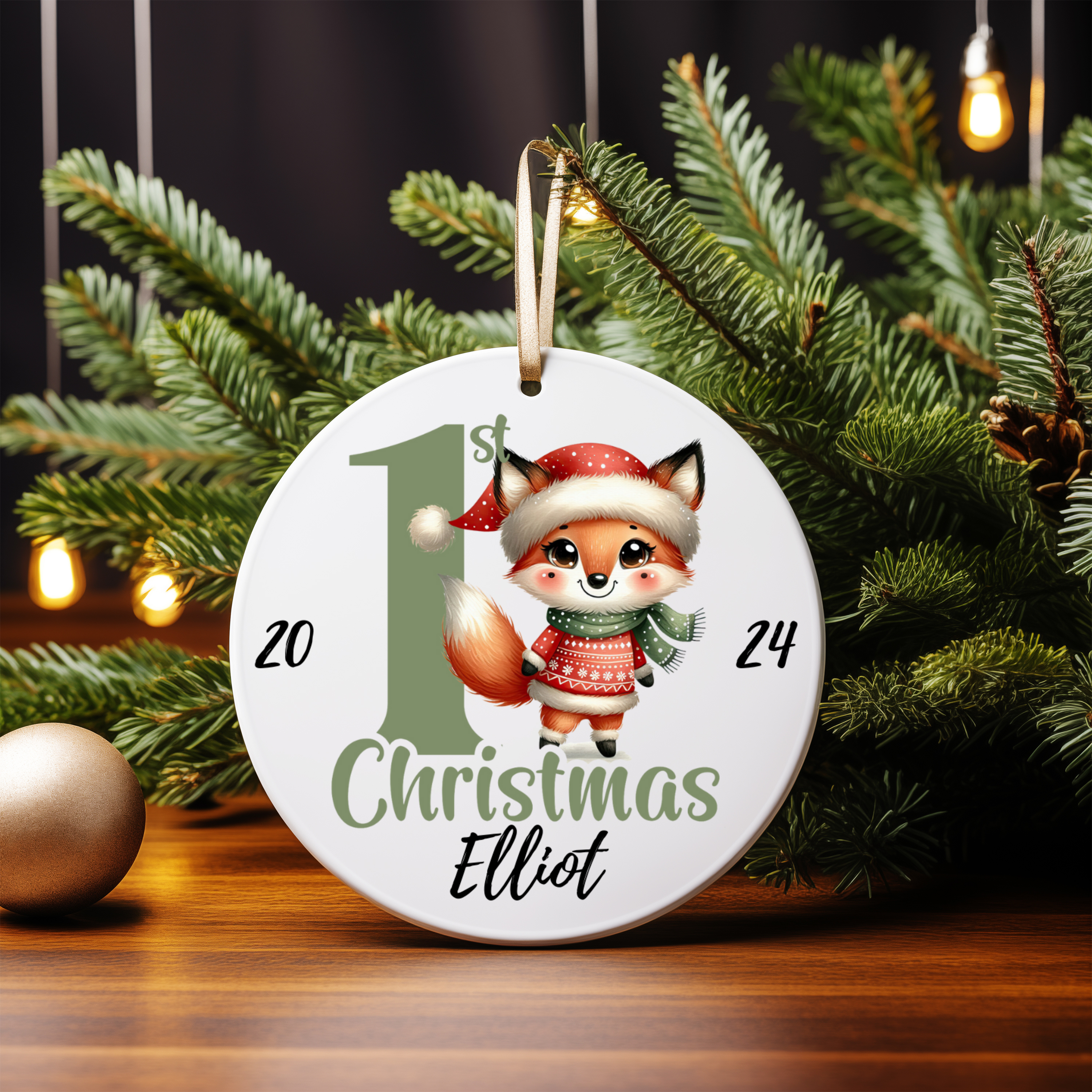 Personalized Baby’s First Christmas Fox Ornament