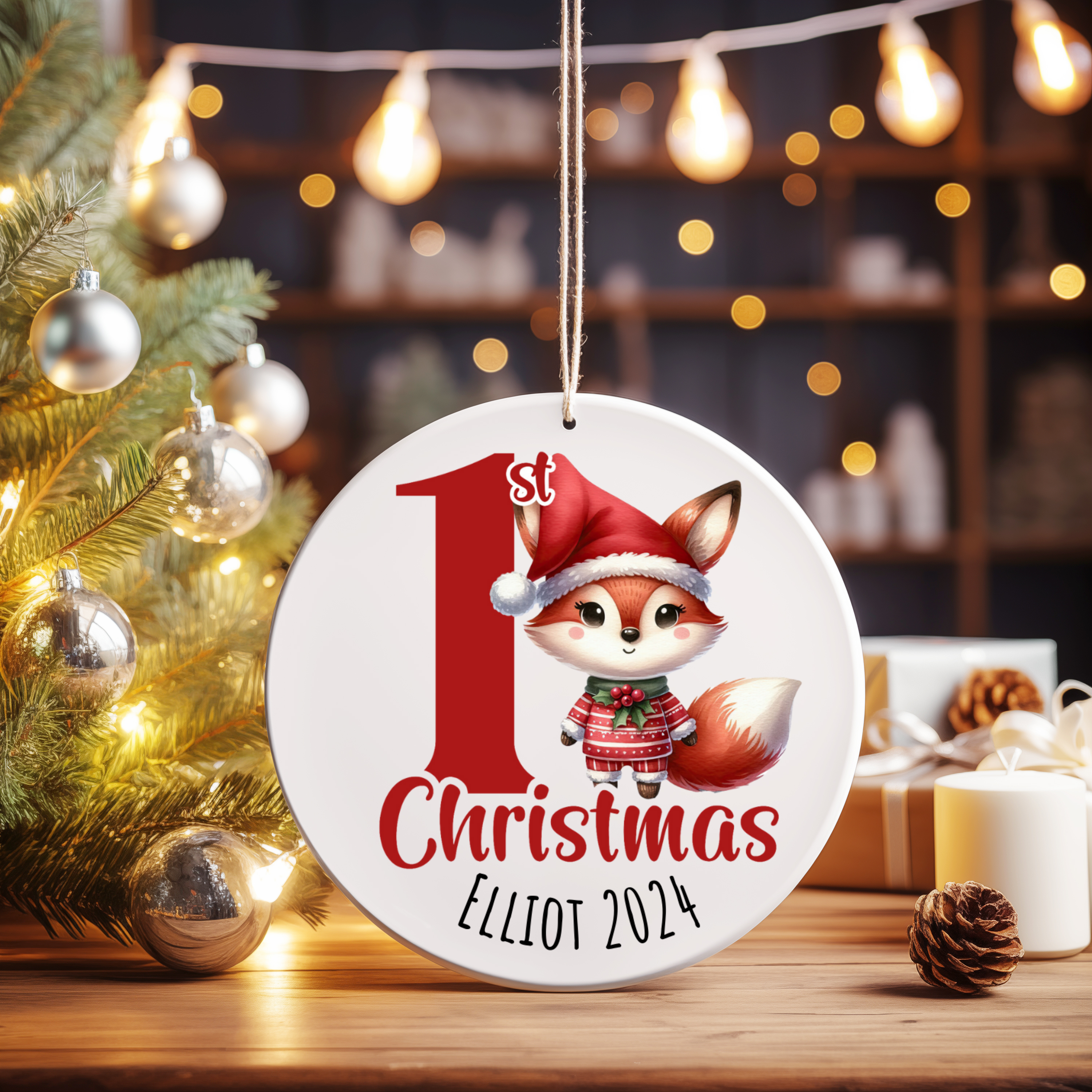 Personalized Baby’s First Christmas Fox Ornament