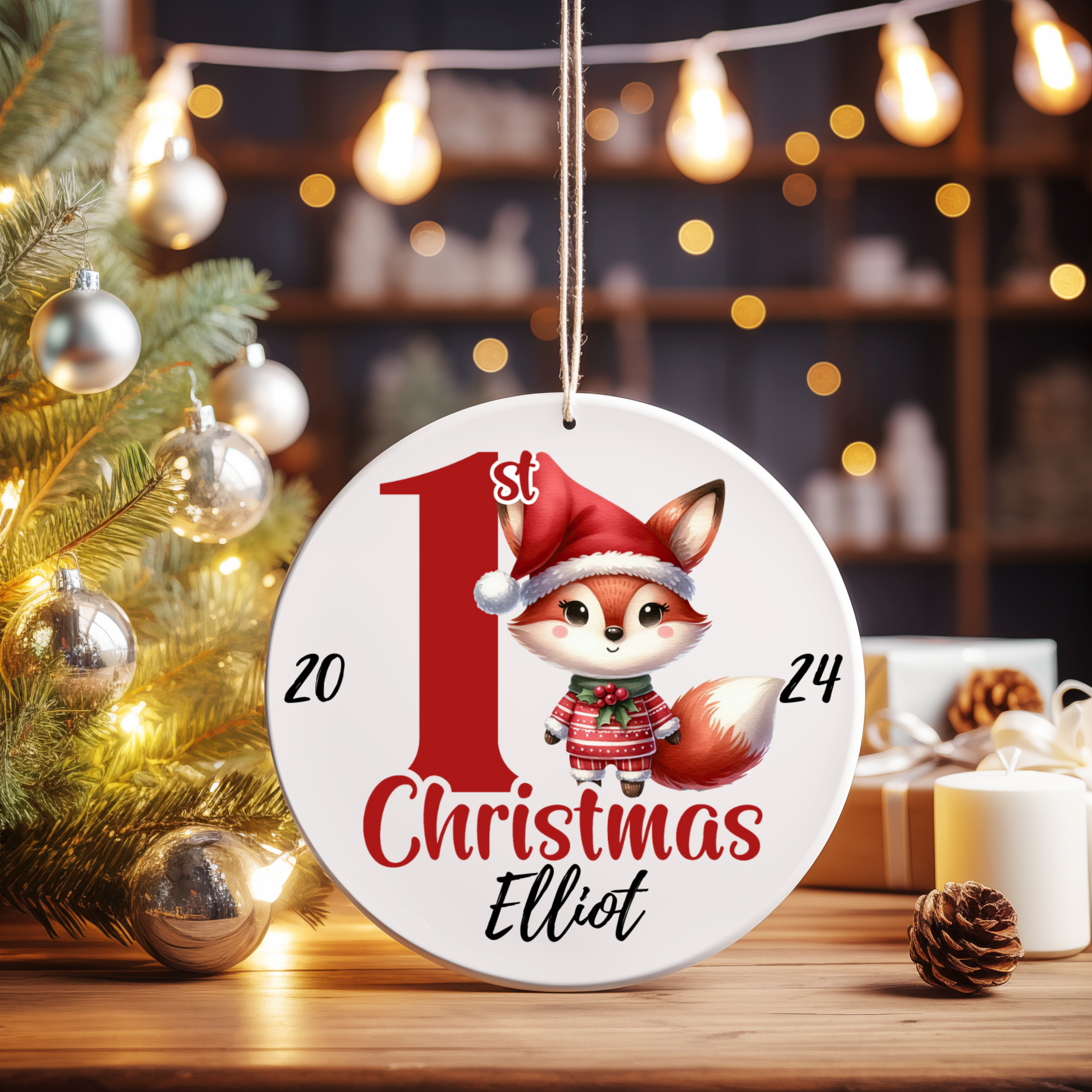 Personalized Baby’s First Christmas Fox Ornament