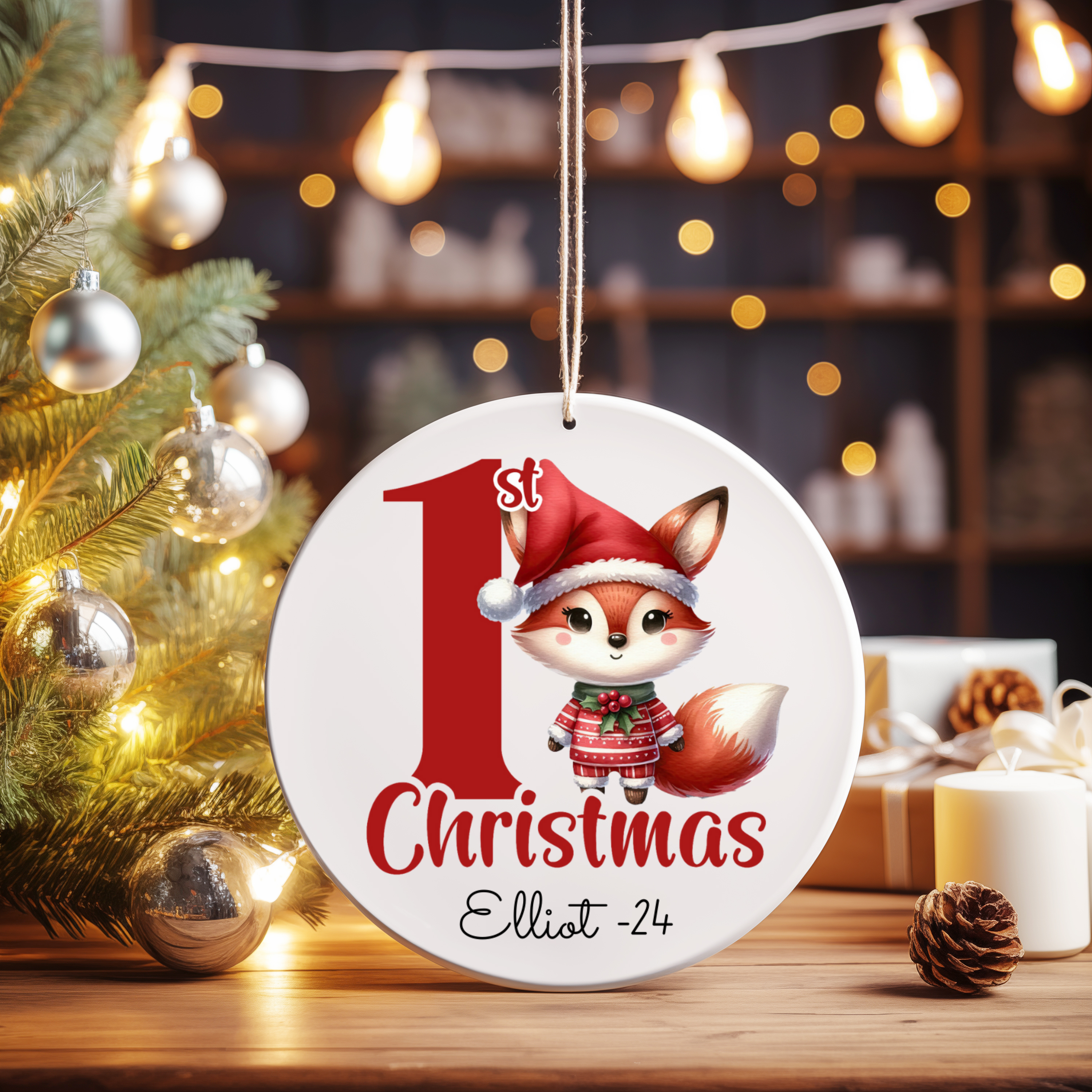 Personalized Baby’s First Christmas Fox Ornament