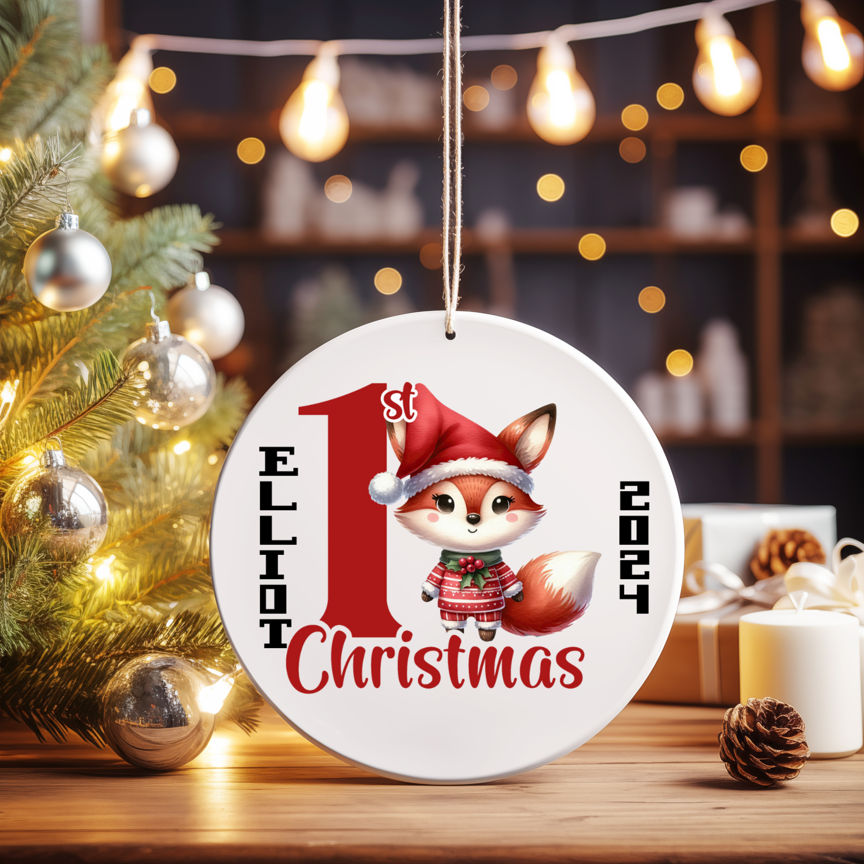 Personalized Baby’s First Christmas Fox Ornament