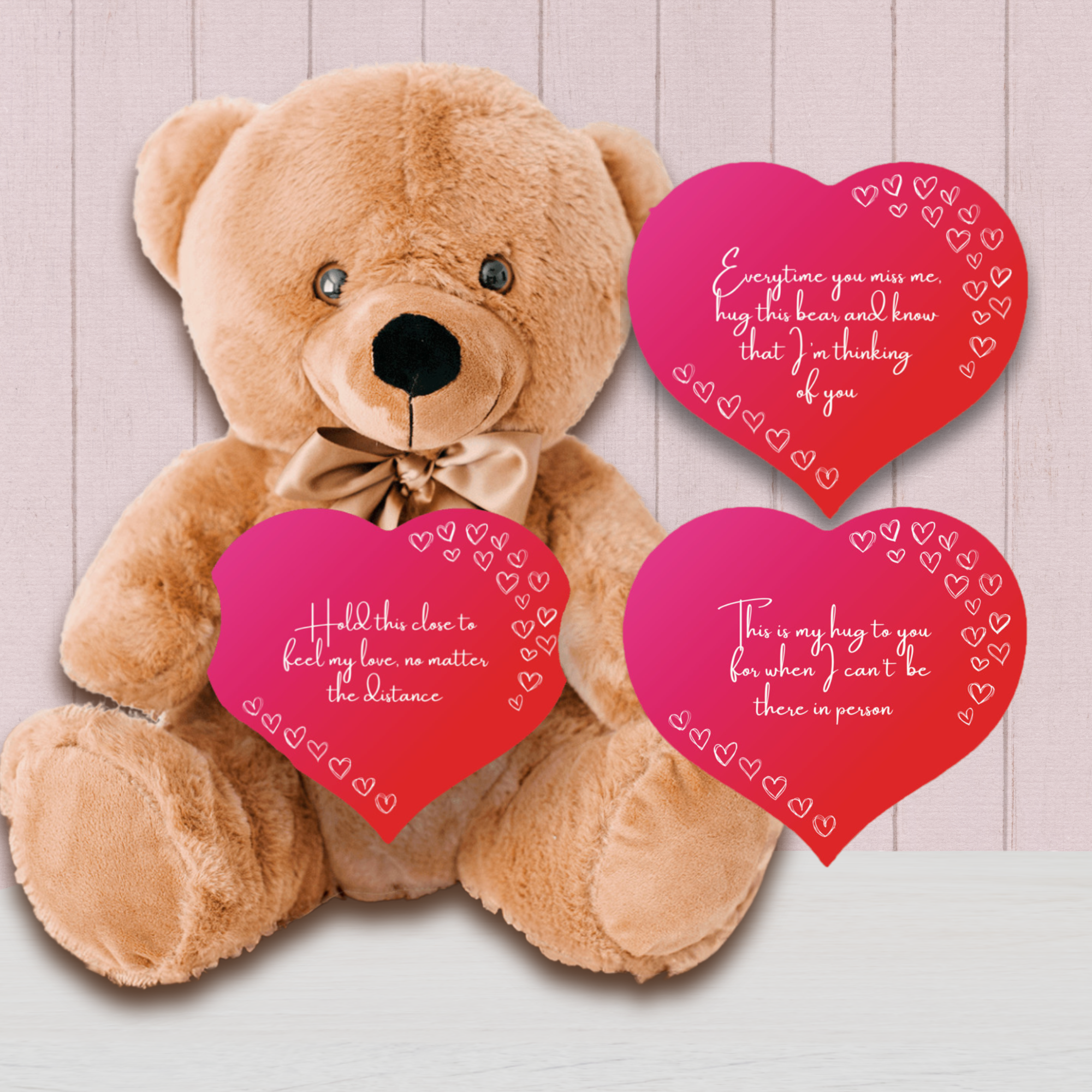 Long Distance Hug Teddy Bear w/Heart Sign