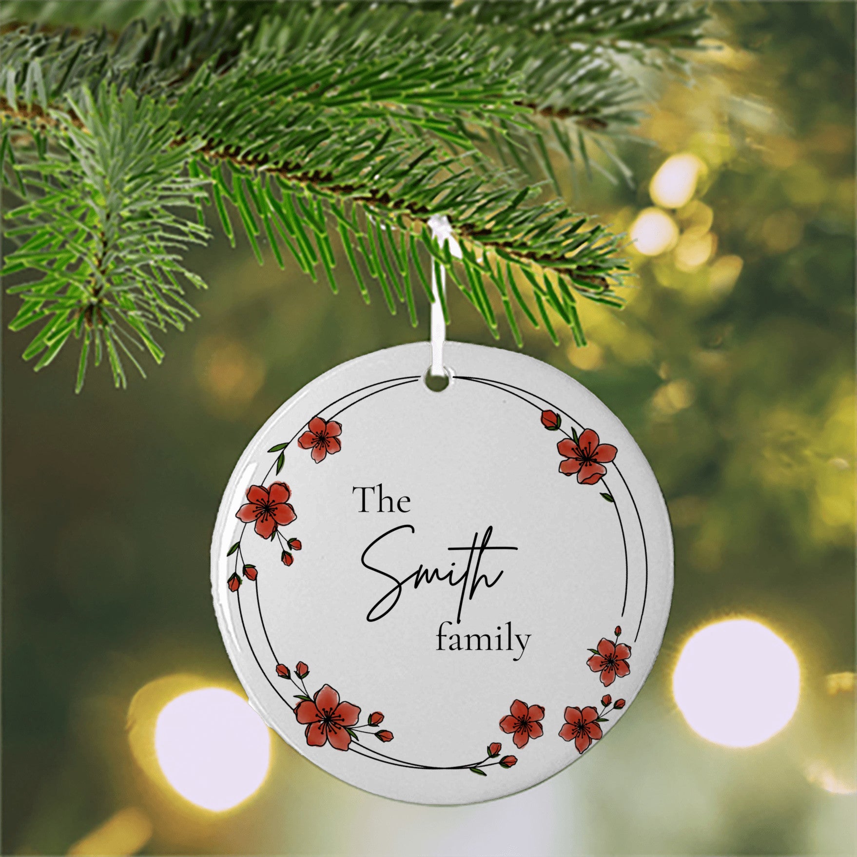 Personalized Family Ornament w/ Hand-Colored Design