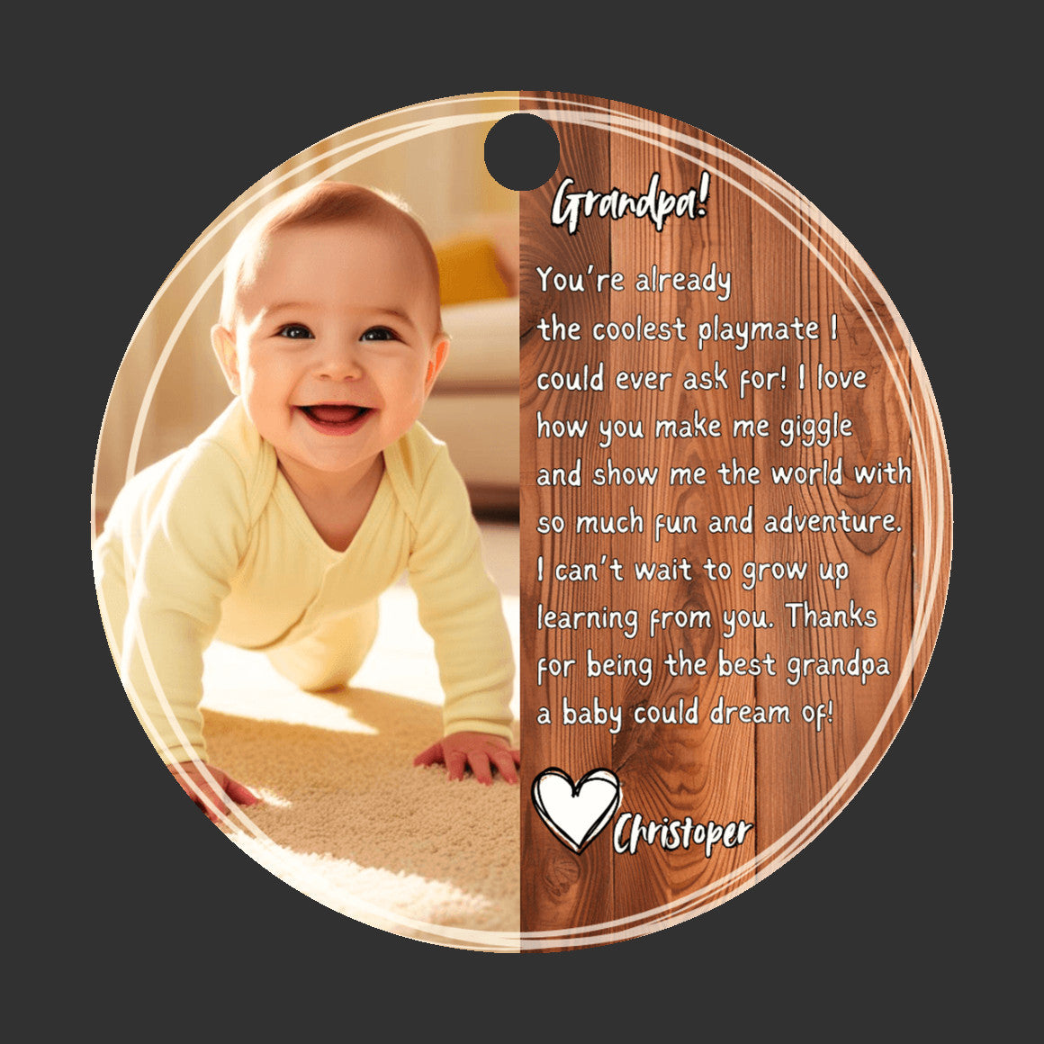 Custom Baby Photo Ornament for Grandpa