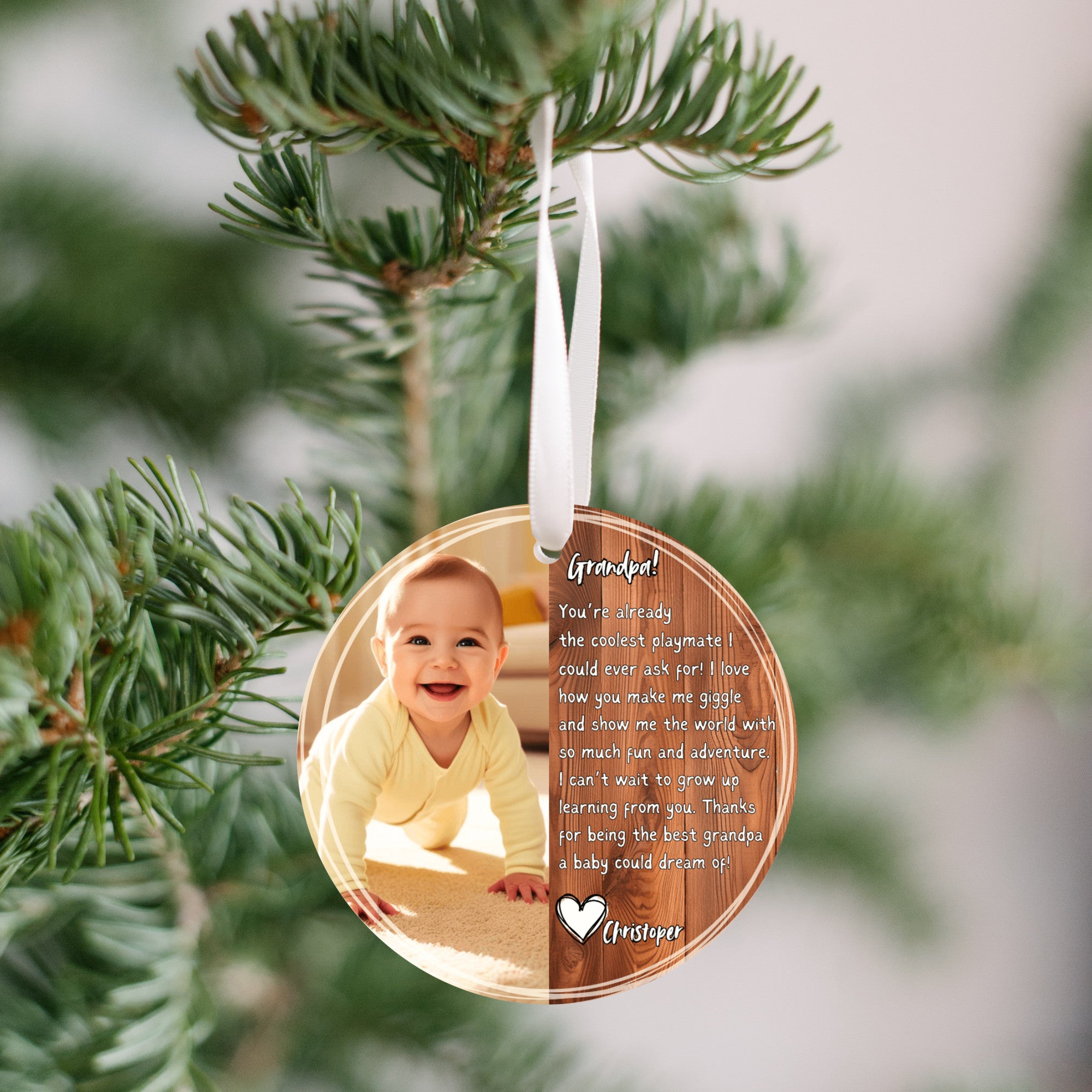 Custom Baby Photo Ornament for Grandpa