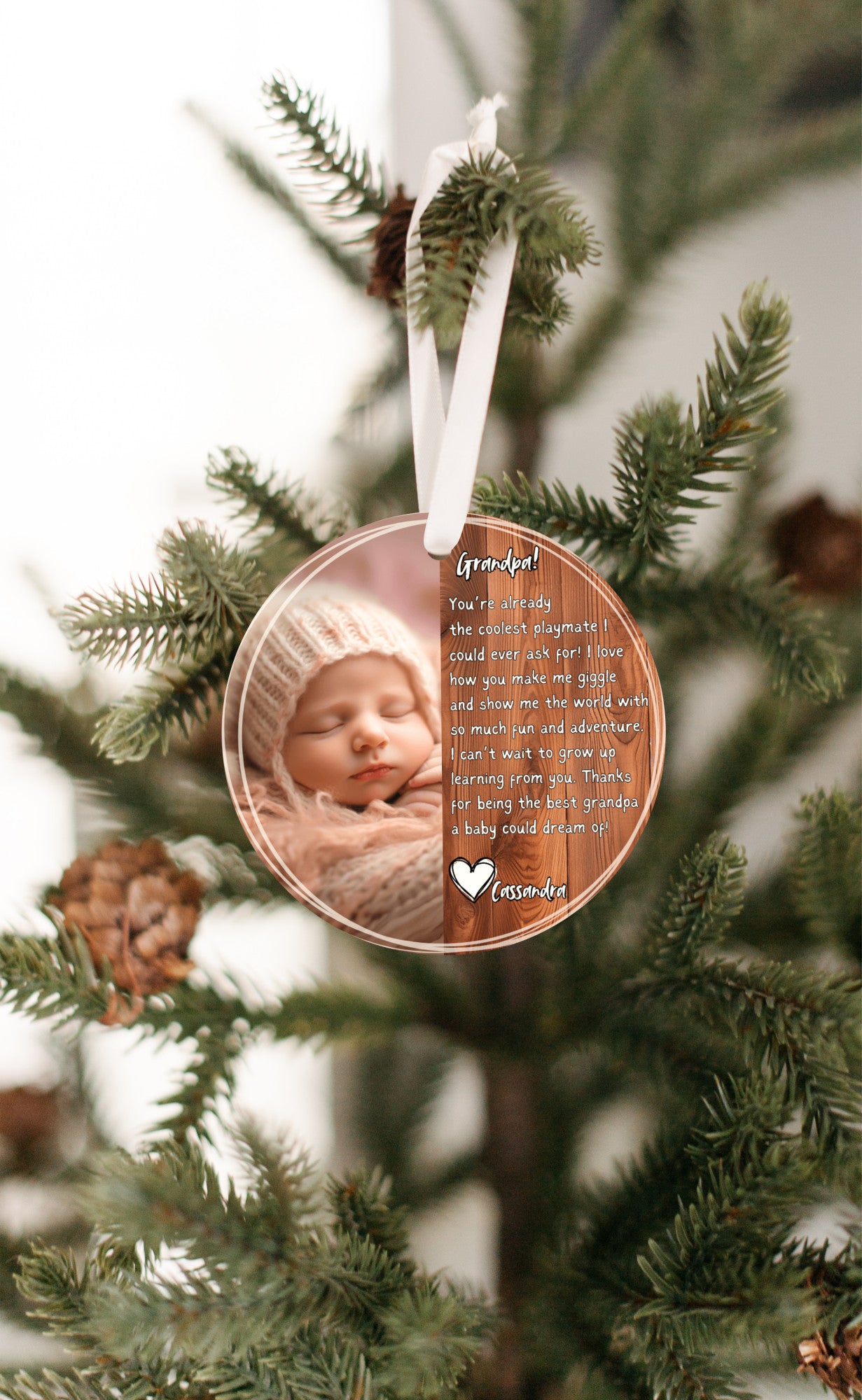 Custom Baby Photo Ornament for Grandpa