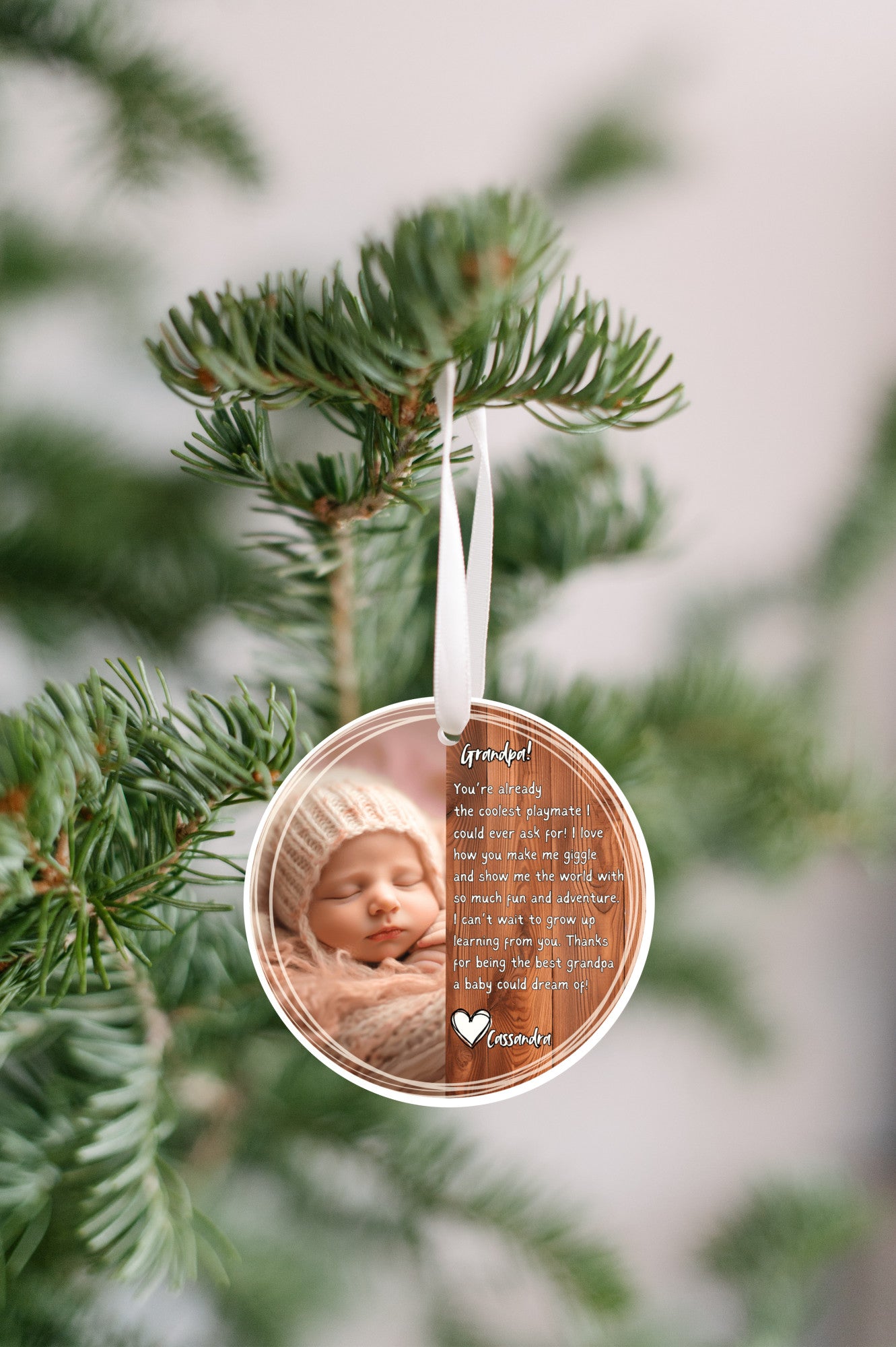 Custom Baby Photo Ornament for Grandpa