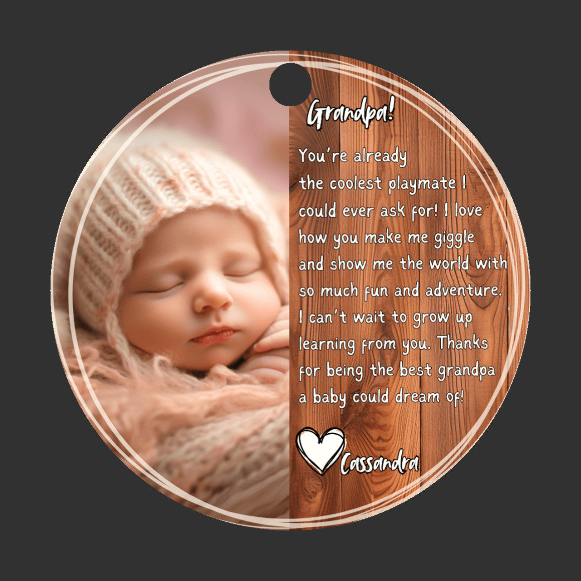 Custom Baby Photo Ornament for Grandpa