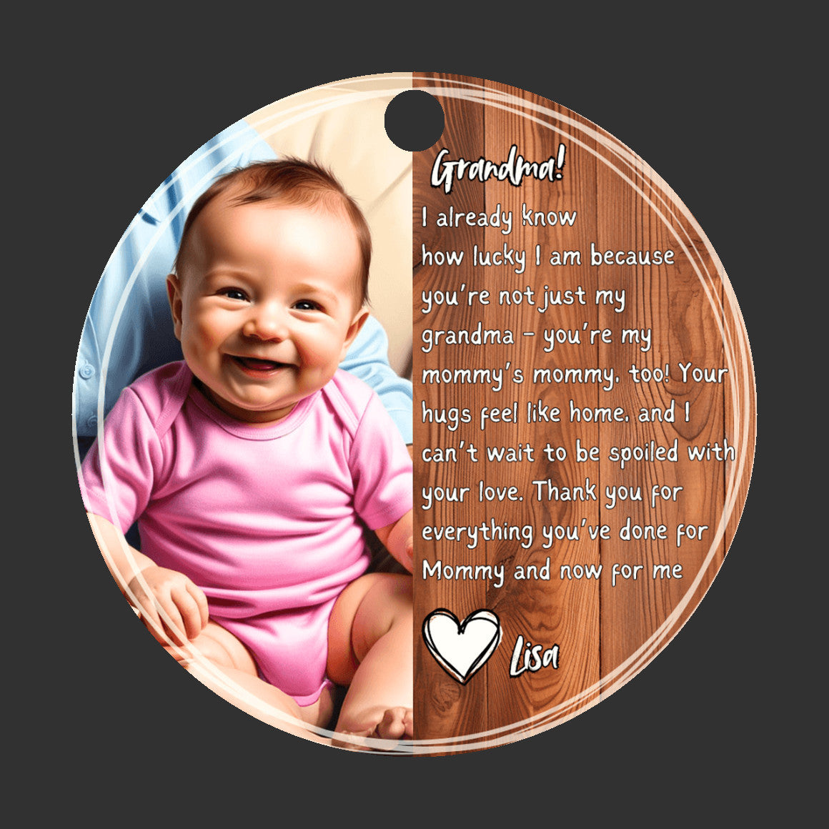 Custom Baby Photo Ornament for Grandma