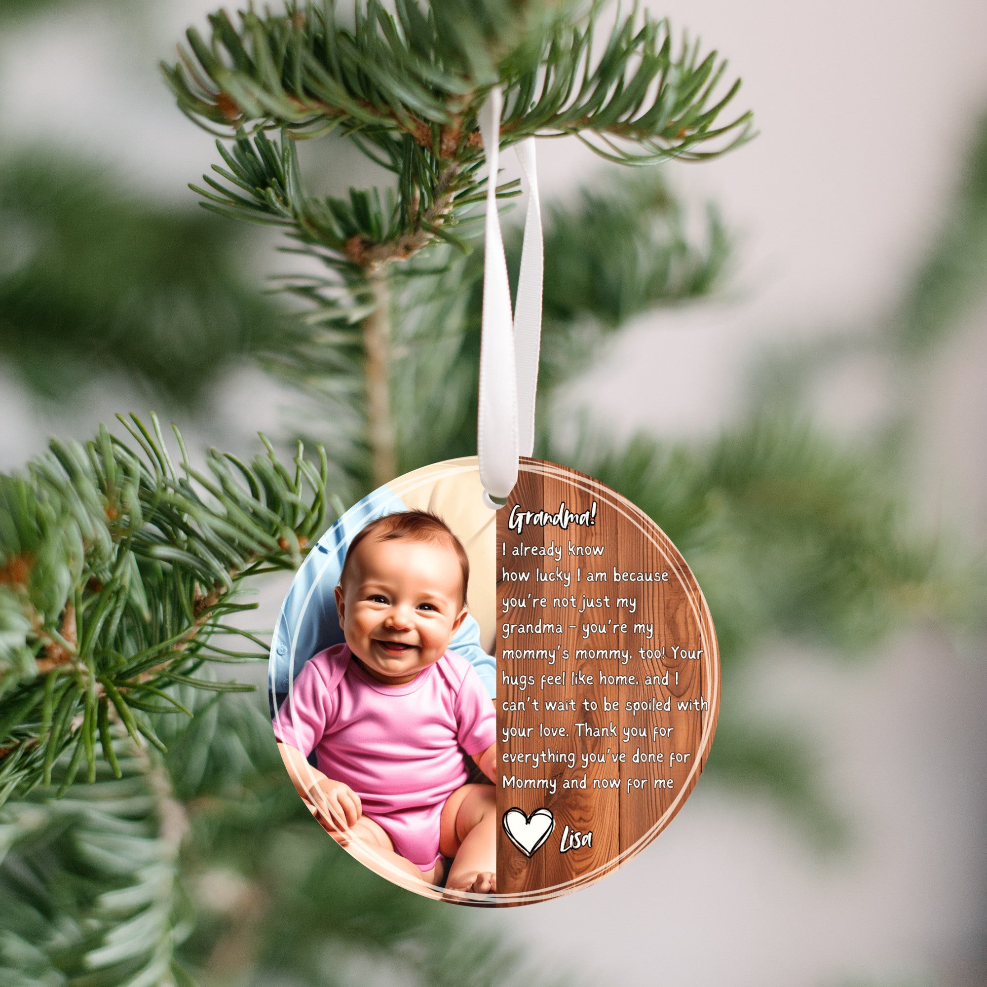 Custom Baby Photo Ornament for Grandma