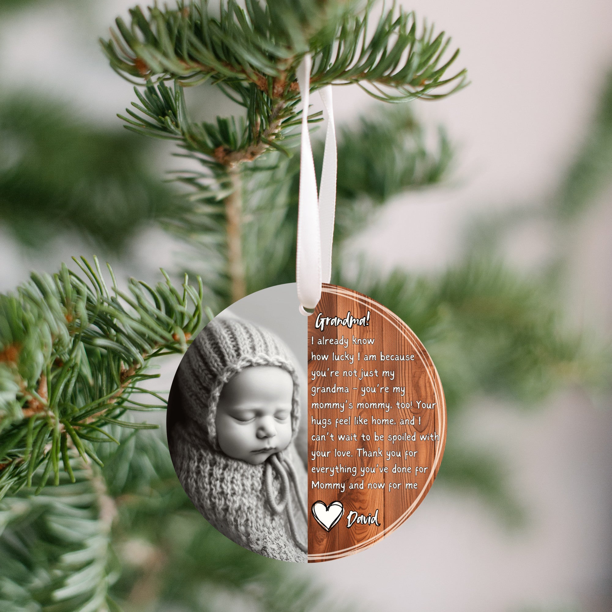 Custom Baby Photo Ornament for Grandma
