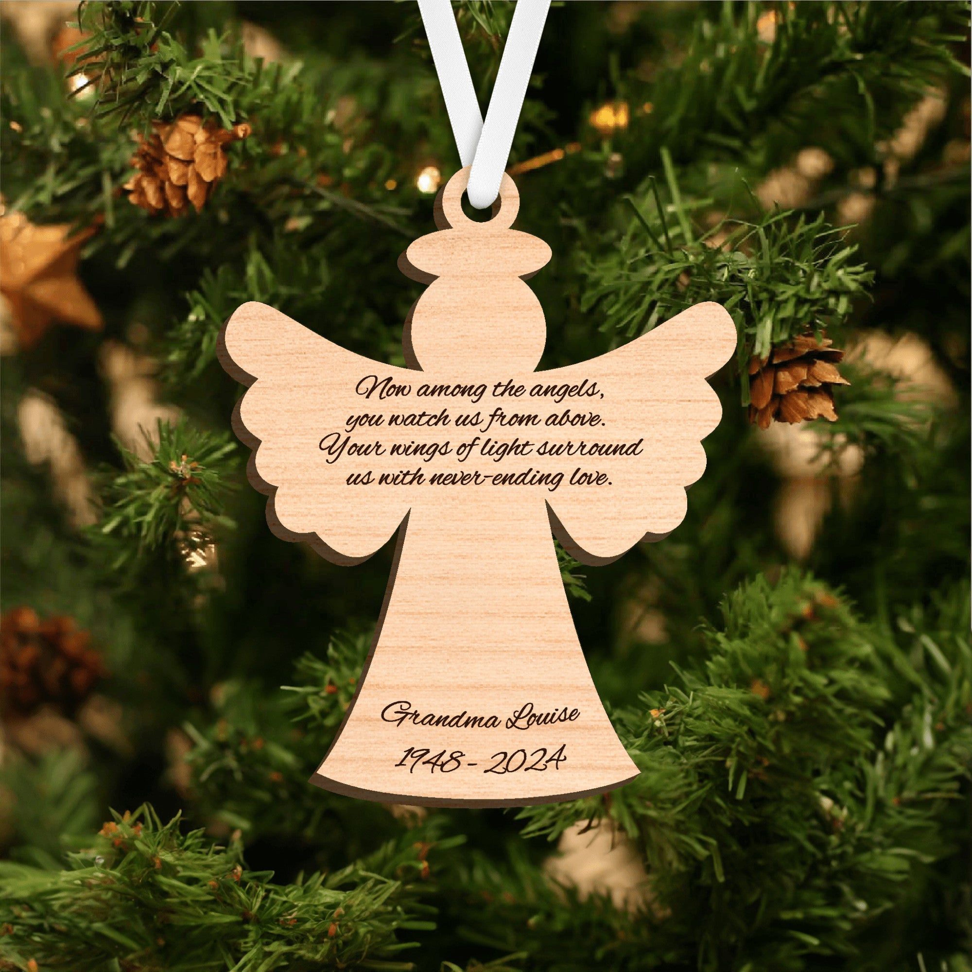 Laser Engraved Memorial Ornament - Classic Angel
