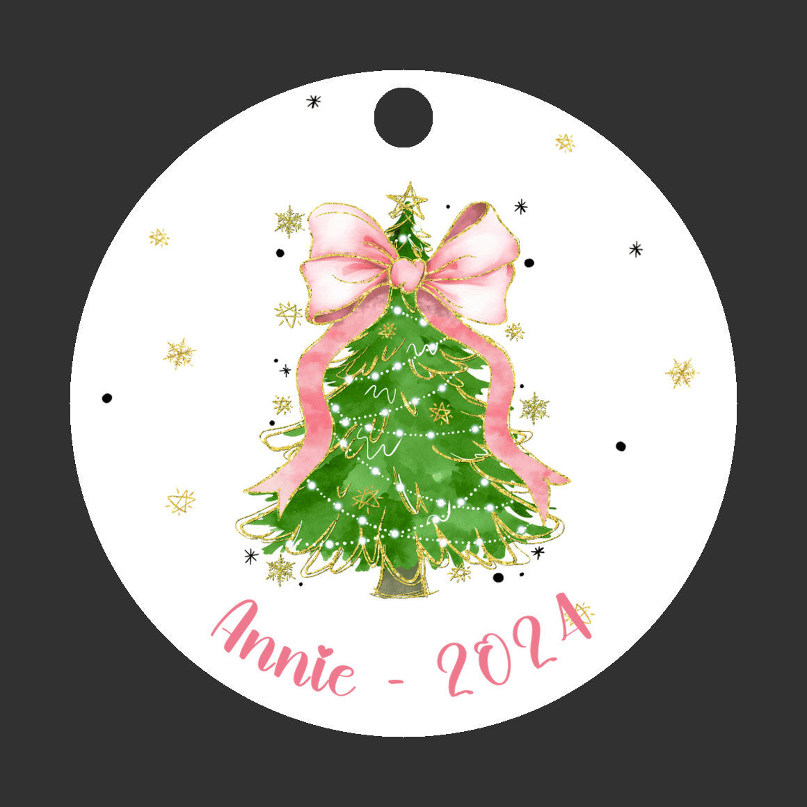 Personalized Coquette Bow Christmas Tree Ornament