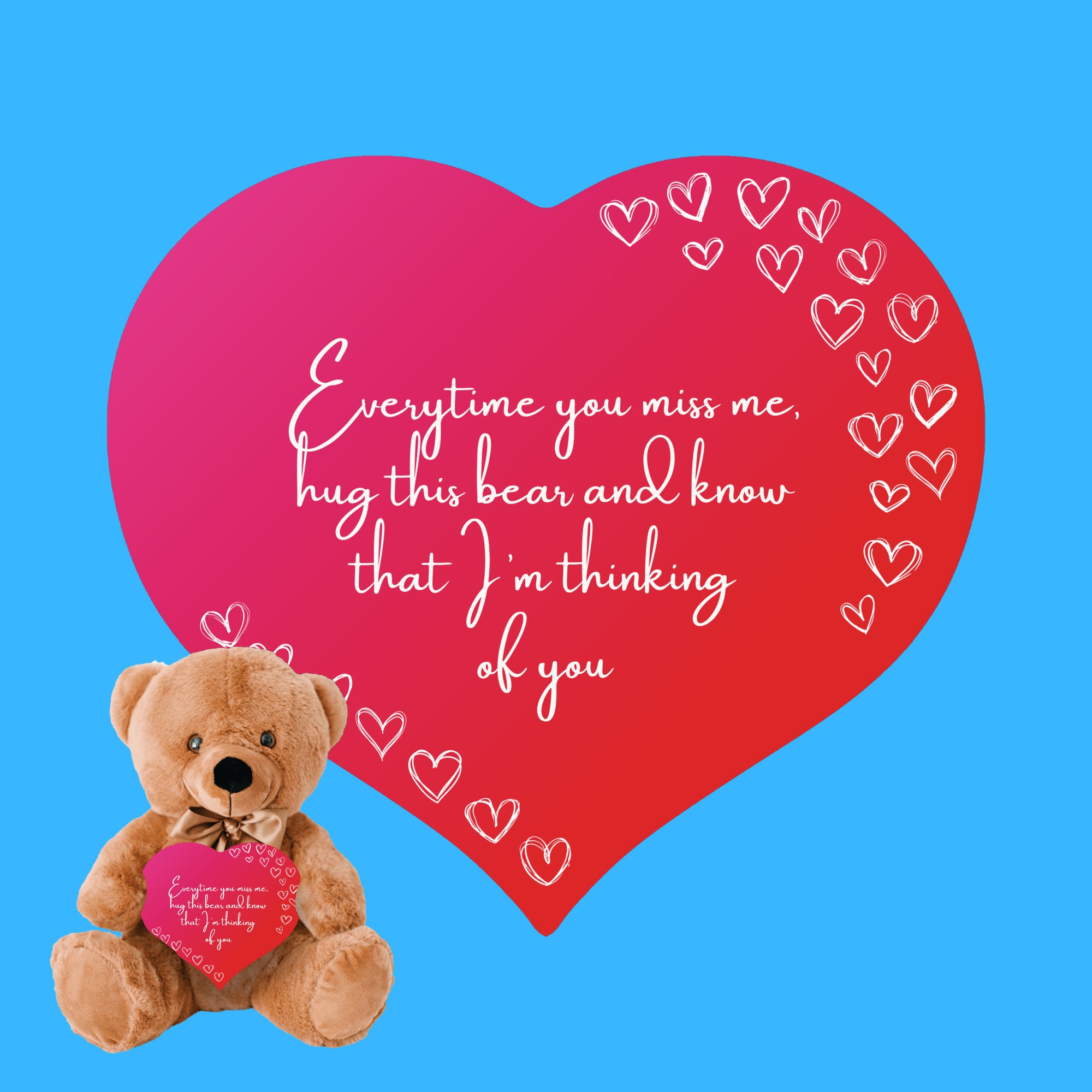 Long Distance Hug Teddy Bear w/Heart Sign