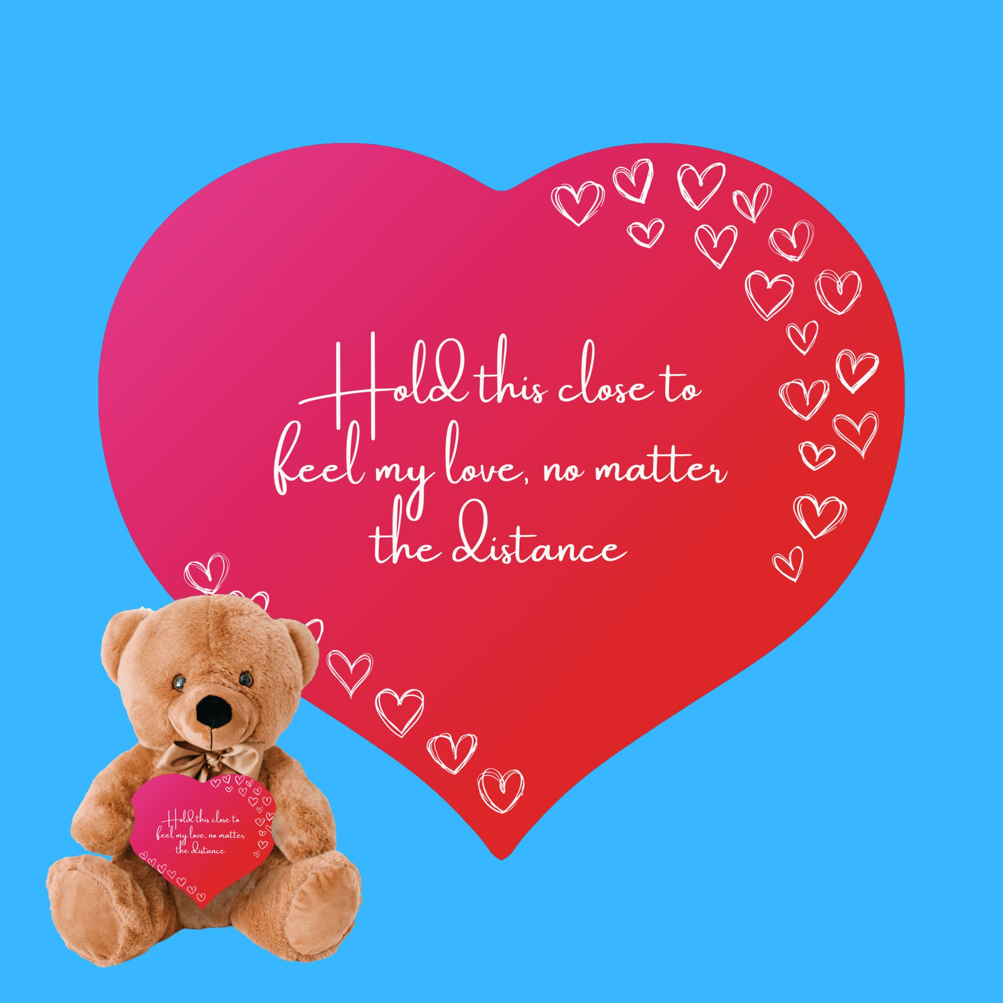 Long Distance Hug Teddy Bear w/Heart Sign
