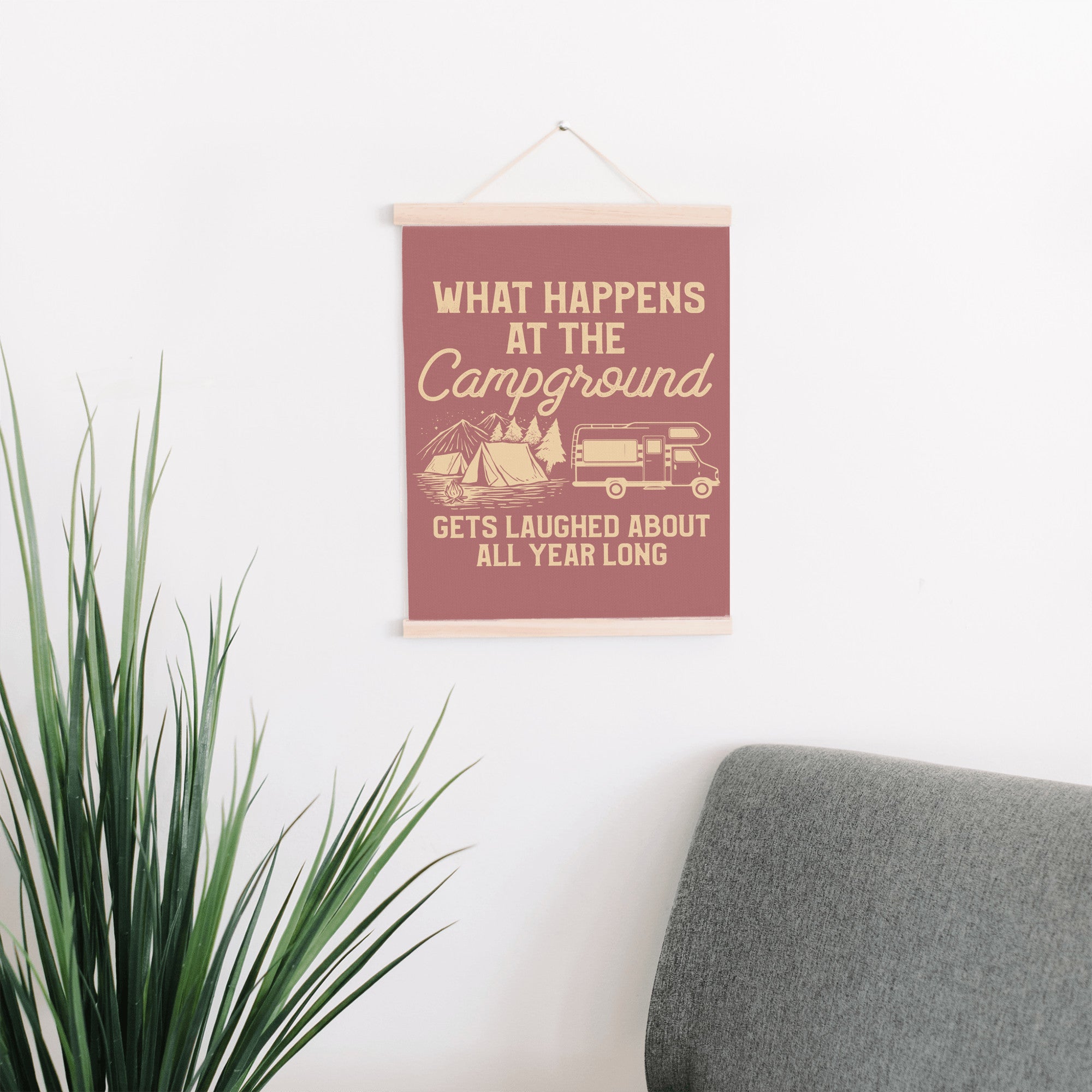 What Happens At The Campground Hanging Canvas