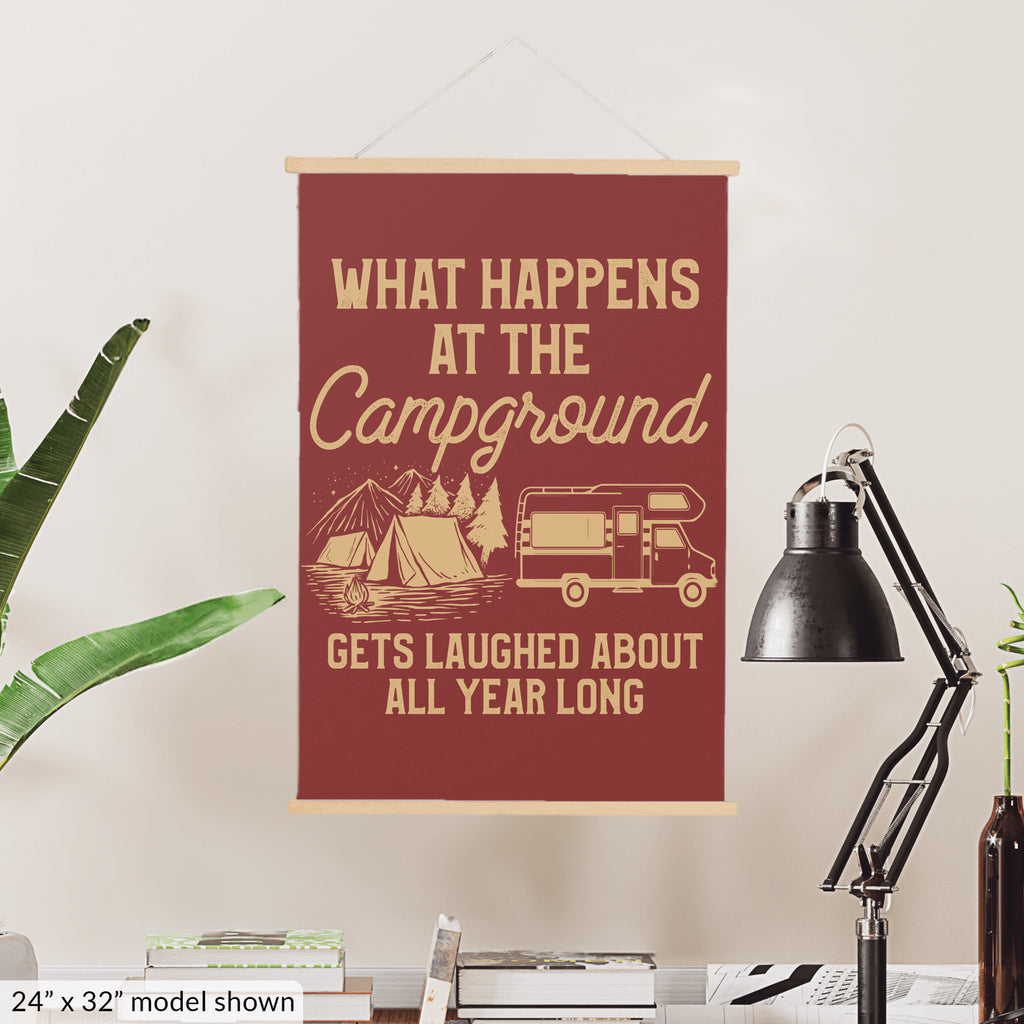 What Happens At The Campground Hanging Canvas